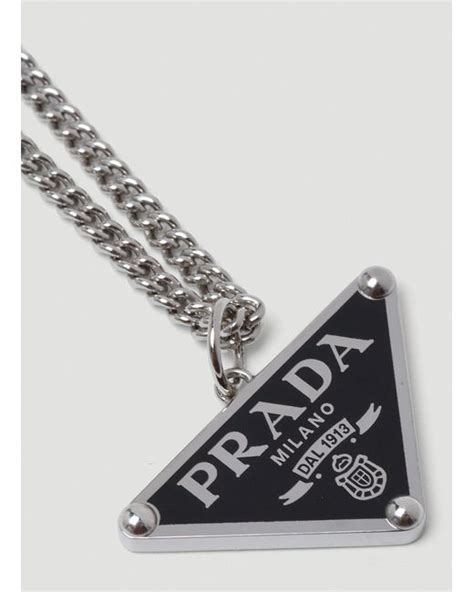 prada black triangle necklace|Prada necklace triangle black.